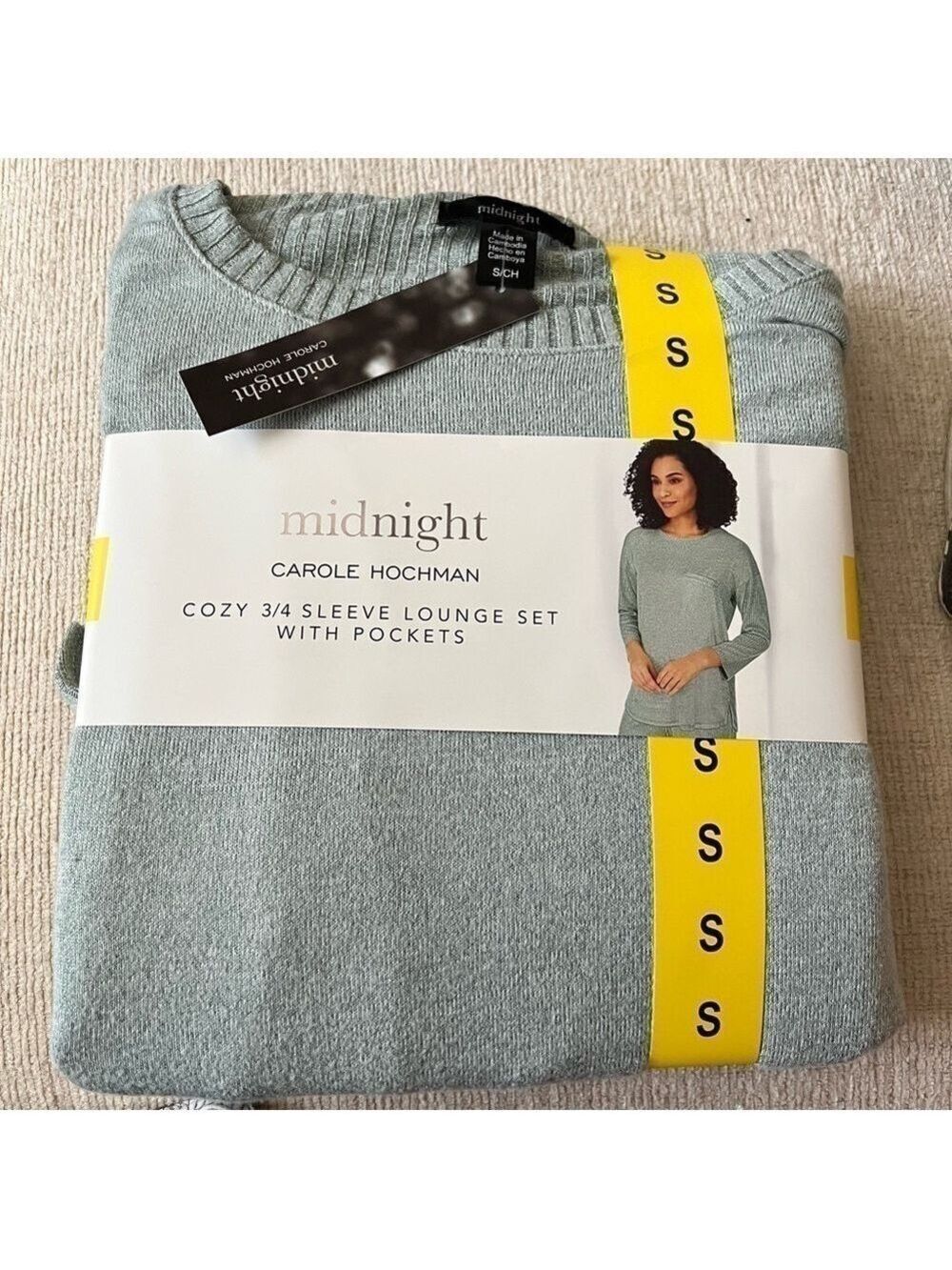 NEW-Midnight Carole Hochman, Cozy, SuperSoft, Pockets,Ribbed 2-Piece Lounge Set